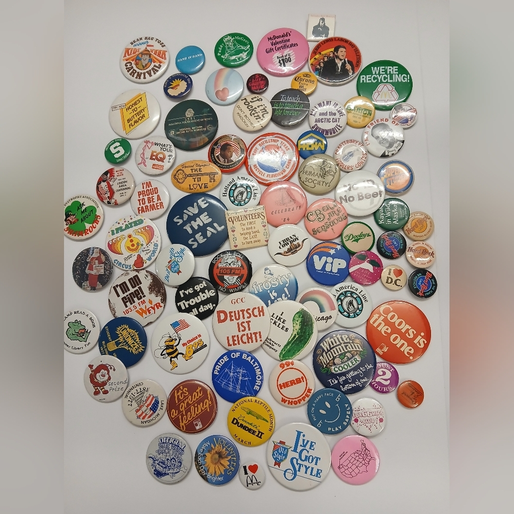 Extra Large Lot Of Collectible Butoon Pin Backs Lot #2